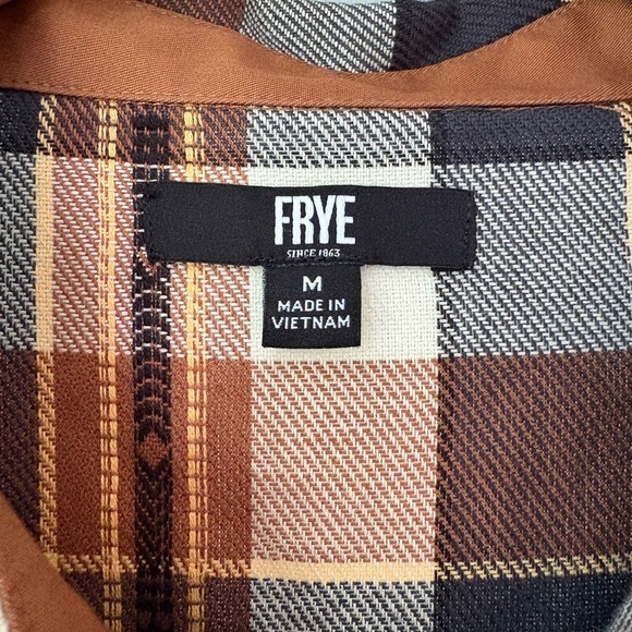 Frye Men's Jacquard Flannel Button Down Shirt size Medium 100% Cotton - Picture 5 of 9